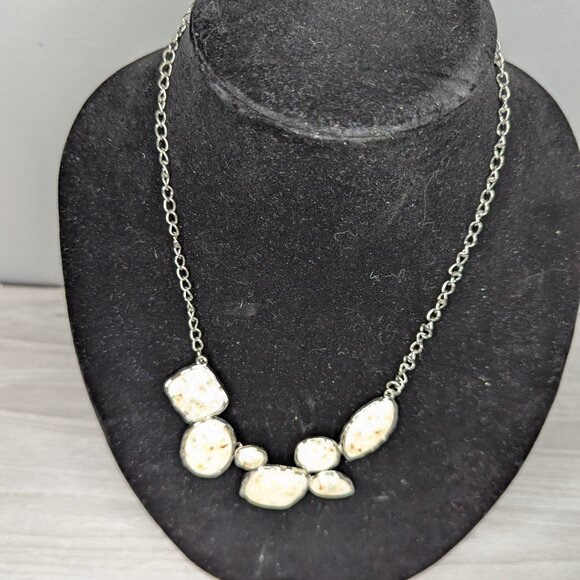 So Jelly White & Silver Tone Sparkly Paparazzi Necklace with Lobster Claw Clasp - Picture 9 of 10